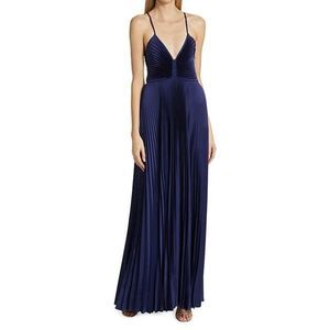 A.L.C. Aries Pleated Black Tie Gown